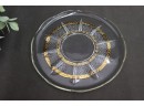 Group Lot Of 3 Highly Decorated Etched And Molded Glass Platters/Tray -  Two Have Gold Overlay