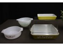 Group Lot Of Vintage Pyrex Ovenware AND Yellow Valentina Italian Ceramic Casserole Dish