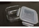 Group Lot Of Food Storage Containers With Plastic Tops (only 1 Top Missing)