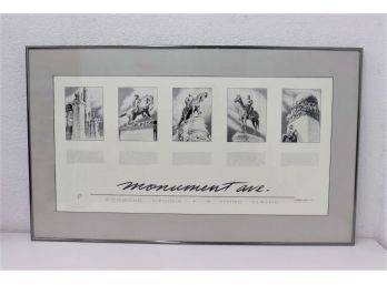 Monument Avenue Richmond Virginia Limited Edition Print #472/2500, Signed By Artist James Mead