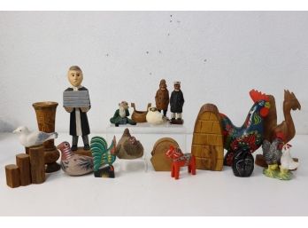 Group Lot Of Assorted Small Carvings, Figurines, Souvenirs, And  Tchotchkes