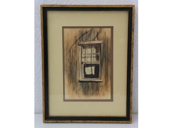 Bill Ely Single Open Window Pen And Conte Crayon On Paper, Framed