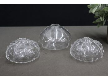 Group Lot Of 3 Clear Blown Glass Sea Urchin Bud Vases