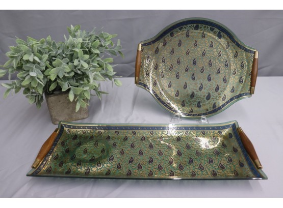 Pair Of Vintage  Mid-Century Georges Briard Gold Serving Trays