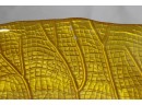 Art Glass Gold & Red Leaf Form Dish -(17' X 11.5')