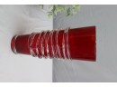 MID CENTURY ART GLASS BLENKO RINGED Double Highball Vase