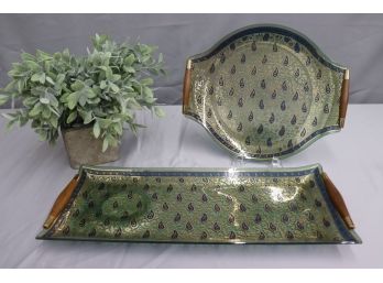 Pair Of Vintage  Mid-Century Georges Briard Gold Serving Trays