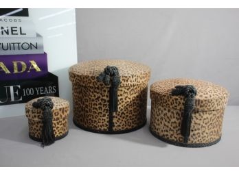 Trio Of Leopard Print Storage Nesting Boxes