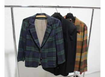 Rack M- Two Plaid Jackets And One Black Jacket