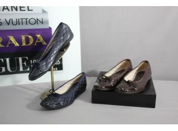 Two Pair Of French Sole FS/NY Women's Black And Brown Ballet Flats- Size 7
