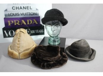 Group Lot Of Faux Fur And One Vintage Shearling Hat