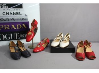 Group Lot Of Vintage Dal Co Shoes -red, White, Black