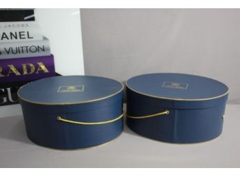 Two Brooks Brothers Fedora Hat Boxes -size-15' & 13' Round