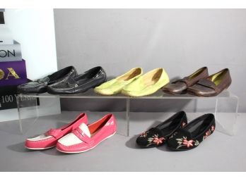 Group Lot Of Five (5) Pair Of Shoes -loafer And Flats Size- 7/7.5