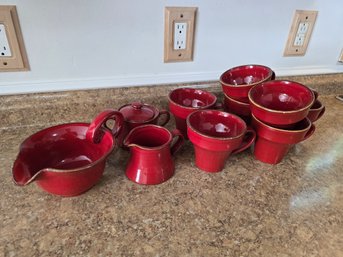 Vietri Rosso Vecchio Italian Glazed Terracotta - 11 Pieces