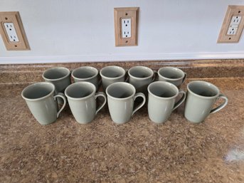 Crate & Barrel Sage Green Mug Set - Set Of 10