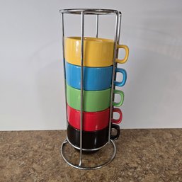 World Market Stacking Rainbow Coffee Espresso Mugs