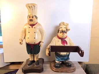 Vintage Italian Bistro Chef Statues Kitchen Decor Paper Towel Holder