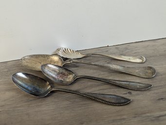 4 Rogers & Co Tarnished Spoons - Unknown Silver Content