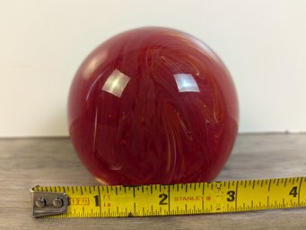 Beautiful Art Glass Red Paperweight - Unknown Stamp