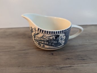 Currier Ives Royal Blue Creamer 'K'