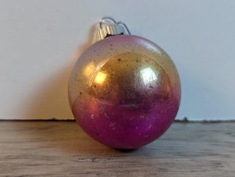 Vintage Shiny Brite Gold And Pink Ombre Glass Ornament USA - Used