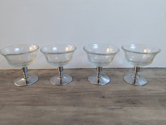 Vintage Sundae / Sorbet Dishes - Metal Base, Glass Top, Can Be Unscrewed