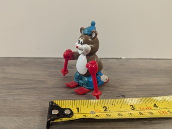 TOMY Wind Up Teddybear On Skis Toy - Works