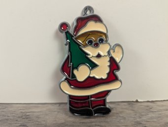 Stained Glass Santa Vintage Ornament