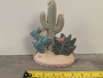 Cast Iron Painted Cactus Doorstop - Southwestern Design