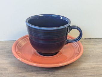 Fiestaware Teacup And Saucer - Mismatched Colors - Fiesta