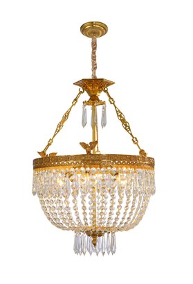 Empire Style Basket Chandelier With Eagles And Crystals Prisms