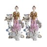 Pair Of Hand-painted Porcelain Candlestick Holders