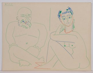 Pablo Picasso, Attributed: Deux Personnages Assis