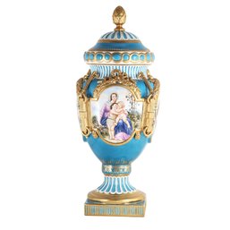 Azure Elegance: Hand-Painted Light Blue Porcelain Vase