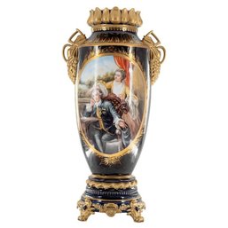 Rococo Style Vase With Hand-painted Motif