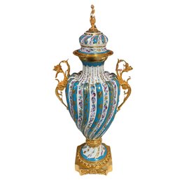 Intricate Beauty: Porcelain Vase With Bronze Details And Rococo Flourishes