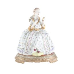 Graceful Reflections: Hand-painted Rococo Style Society Lady Figurine