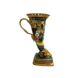 Elevated Beauty: Rococo-Style Tall Vase With Hand-Painted Classic Scene