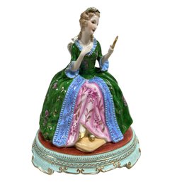 Graceful Reflections: Hand-painted Rococo Style Society Lady Figurine