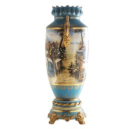 Rococo Style Vase With Hand-painted Motif