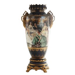 Rococo Style Vase With Hand-painted Motif