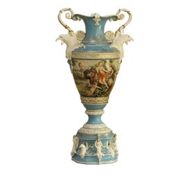 A Treasure To Behold: Hand-Painted Porcelain Vase With Society Scenes