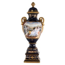 Hand-paintedDark Blue Courtship Vase