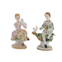 Rococo Style Porcelain Young Girl & Boy Figurine Pair