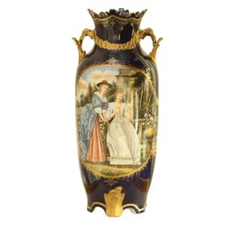 Rococo Style Vase With Hand-painted Motif