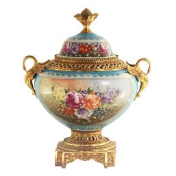 Light Blue Porcelain Baroque Floral Jar