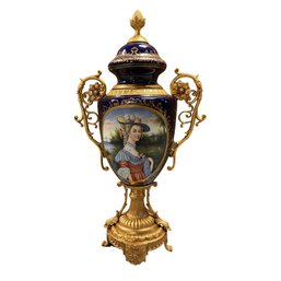 Bronze Handle Rococo Porcelain Vase