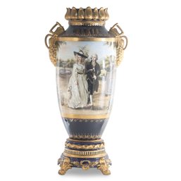 Rococo Style Vase With Hand-painted Motif