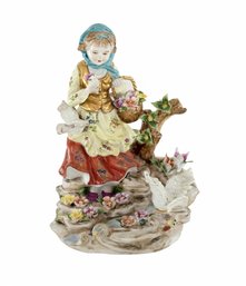 Girl With Dove Porcelain Figurine